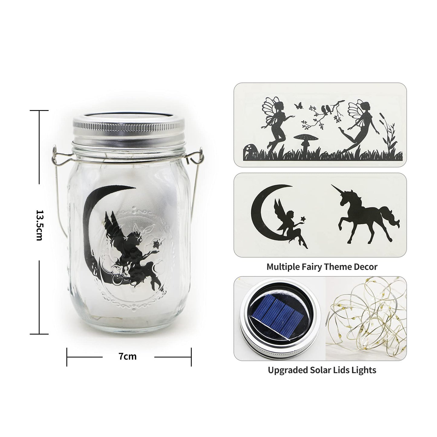 Solar Mason Jar Lights Lids  10 Pack 30 Led Solar Fairy Lights For Regular Mouth Mason Jars  Outdoor Hanging Jar Lights For Garden Yard Decor  Wedding (Jars Not Included) With Stickers