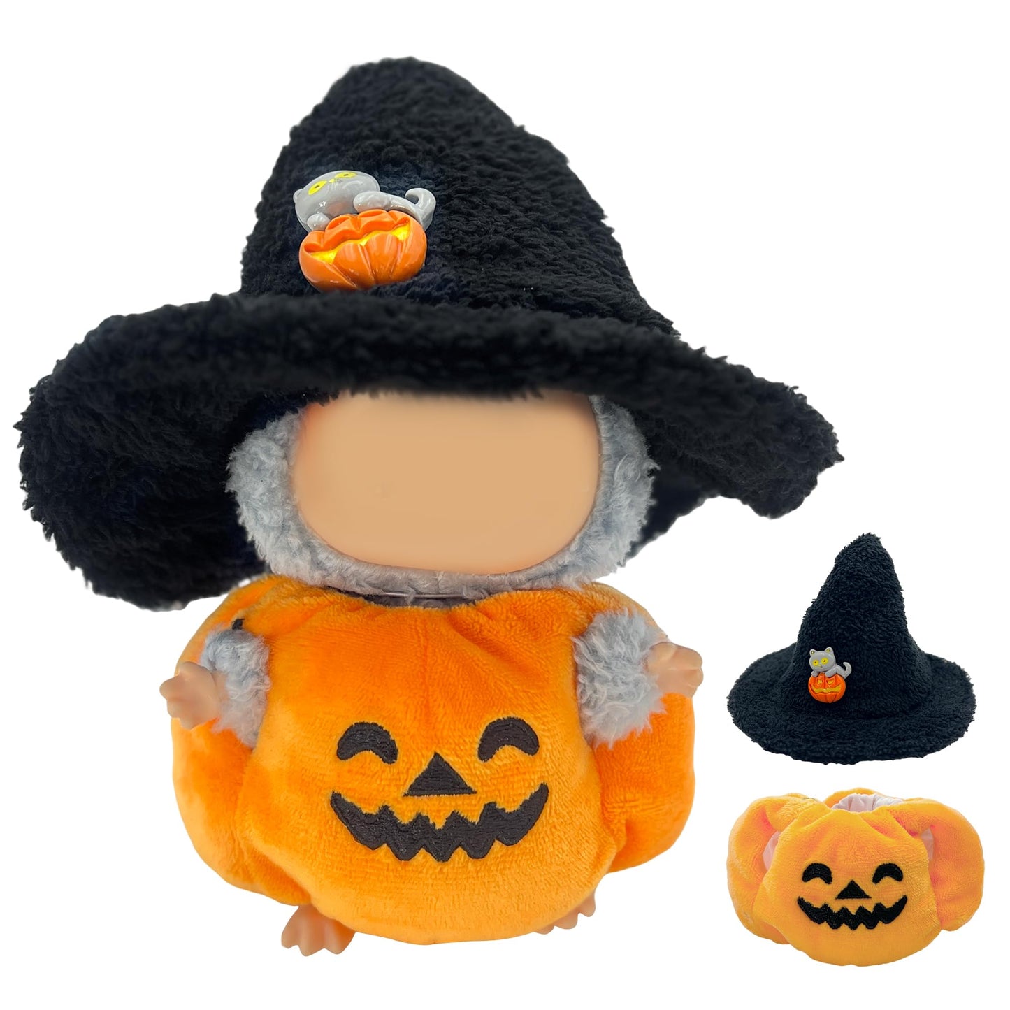 LUFZFEU 2025 New Halloween Doll Clothes, 2-Piece Clothes Outfit for Doll, Hat and Halloween Pumpkin Clothes Stylish Outfit for Spooky Costume Girls Boys Collectors (Pumpkin)