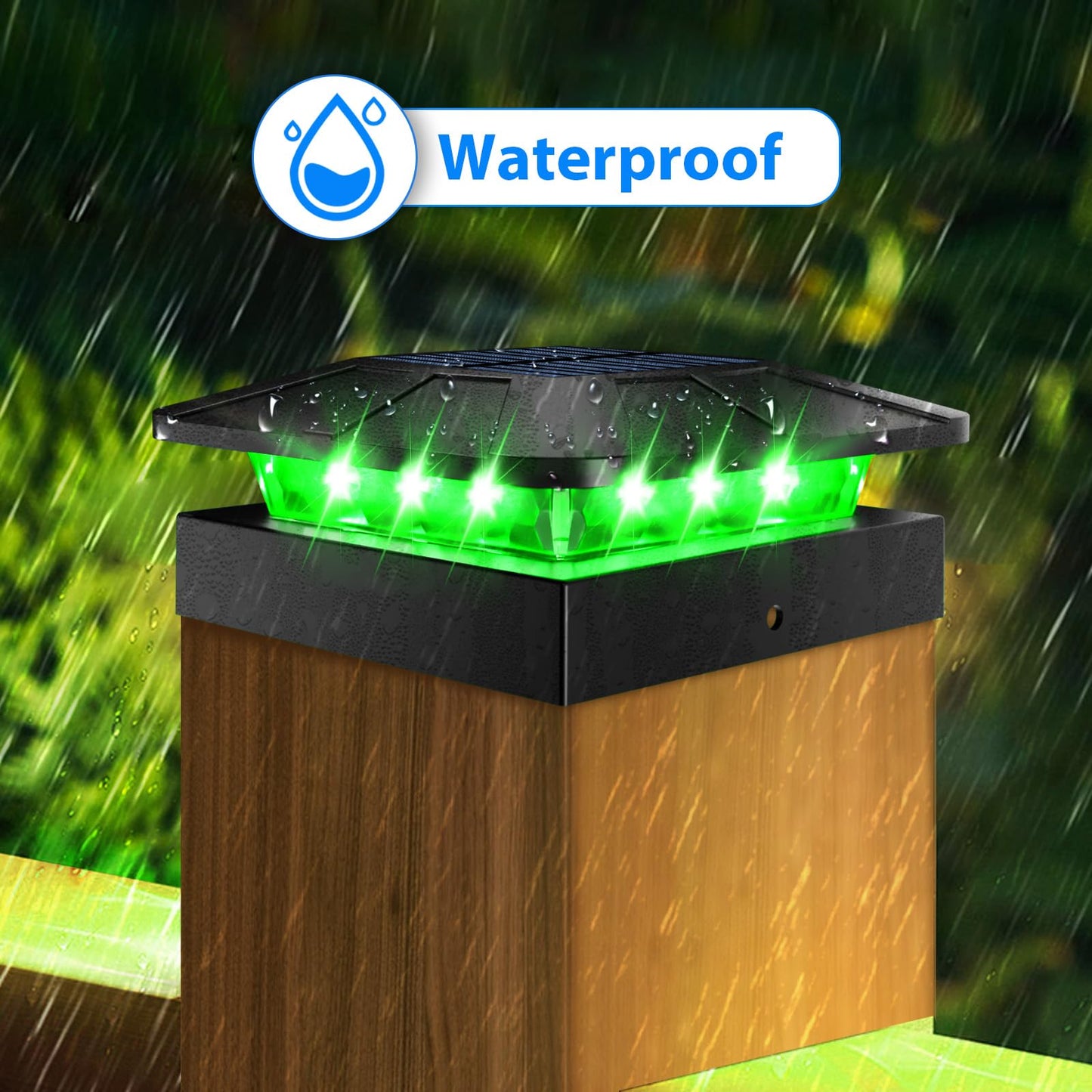Peasur 4X4 Solar Post Cap Lights Outdoor Rgb Color Changing  Led Fence Light Solar Powered Waterproof  Wood/Vinyl Posts Top Lighting For Outside Deck Yard Garden Patio