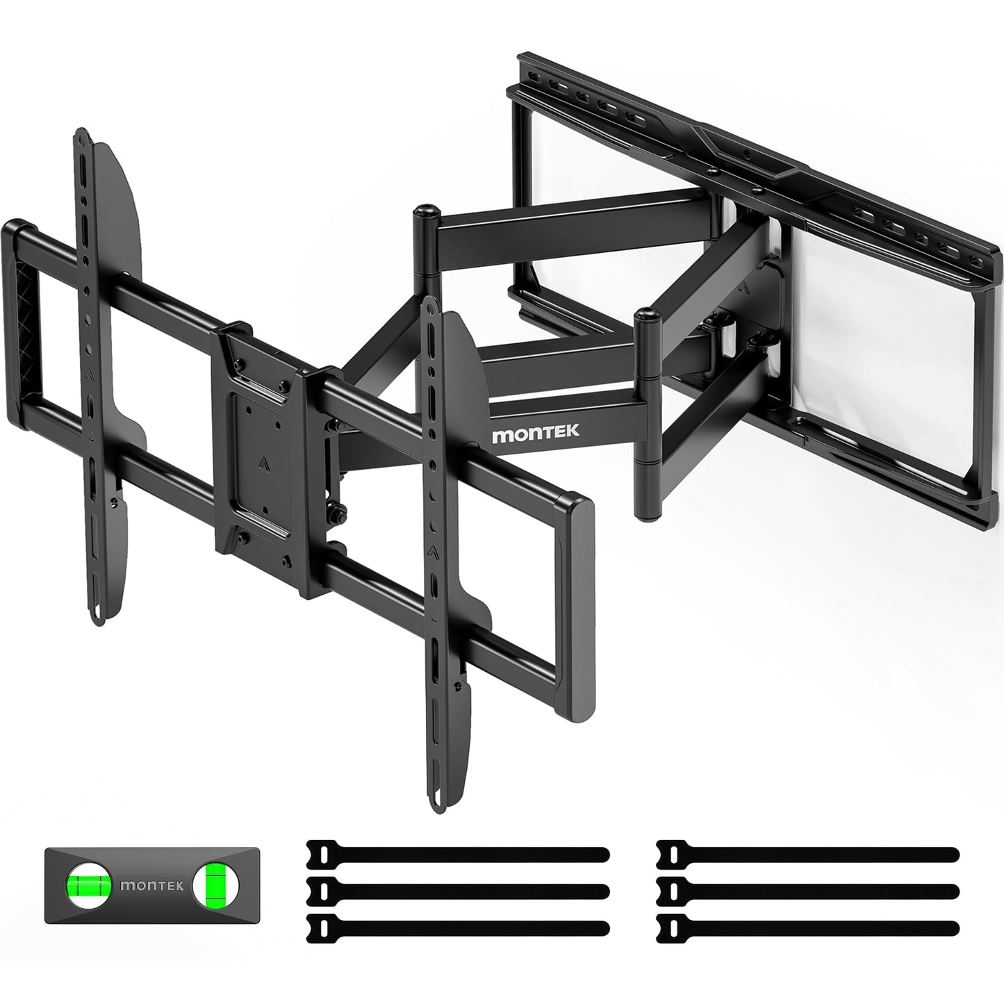 monTEK Heavy Duty TV Wall Mount for 37-90 Inch TVs up to 165lbs, 4X Load Tested, 25.1" Extended Full Motion Dual Articulating Arms, Fits 12/16/18/24" Studs, Tool-Free Tilt/Swivel, Max VESA 600x400mm