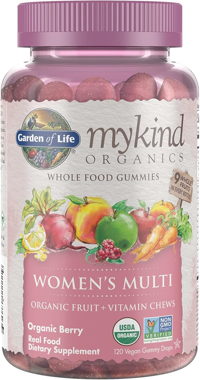 Garden of Life Organics Women's Gummy Vitamins - Berry - Certified Organic, Non-GMO, Vegan & Organics Women 40+ Gummy Vitamins - Berry - Certified Organic, Non-GMO, Vegan