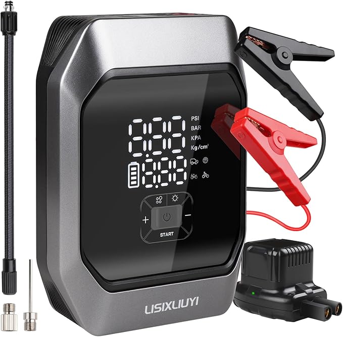 LISIXLIUYI Car Jump Starter with Air Compressor (3.5L Gas / 4.0L Diesel) 12V Auto Battery Booster Pack Jump Box 1000A Peak...