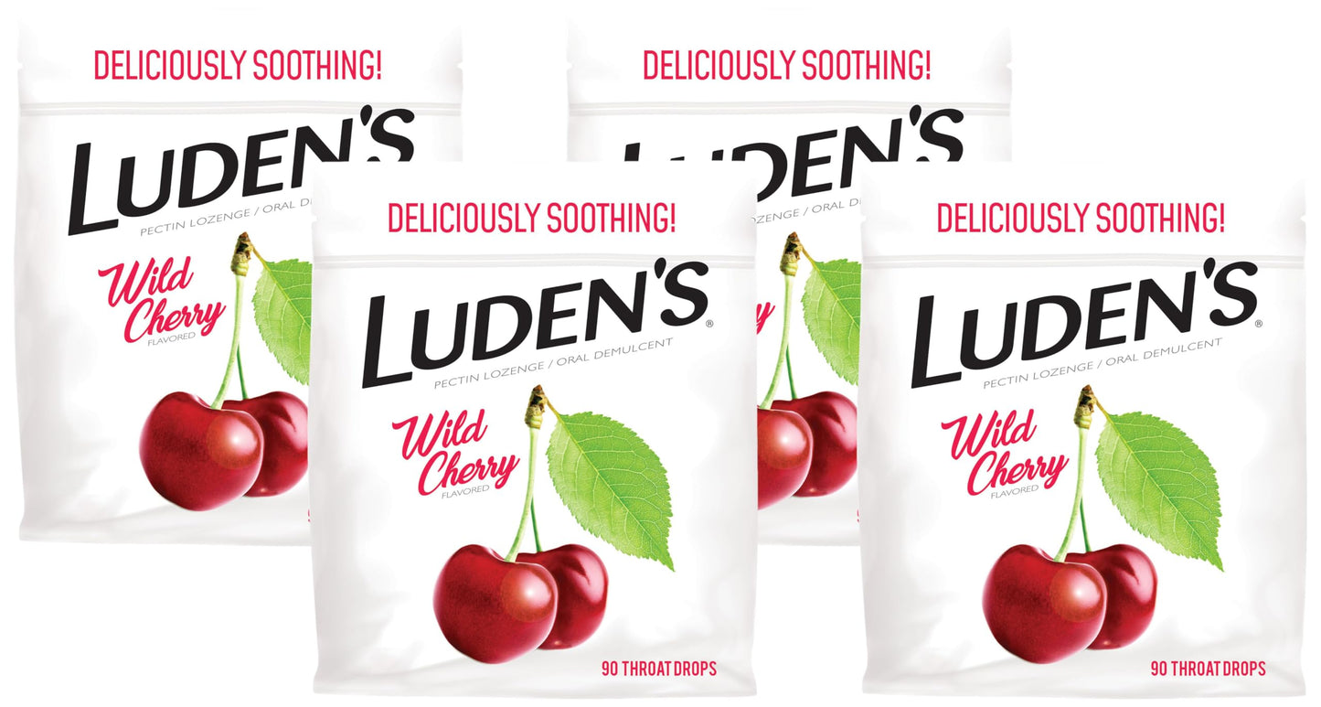 Ludens Deliciously Soothing Throat Drops, Wild Cherry Flavor, 90 Count (Pack of 4)