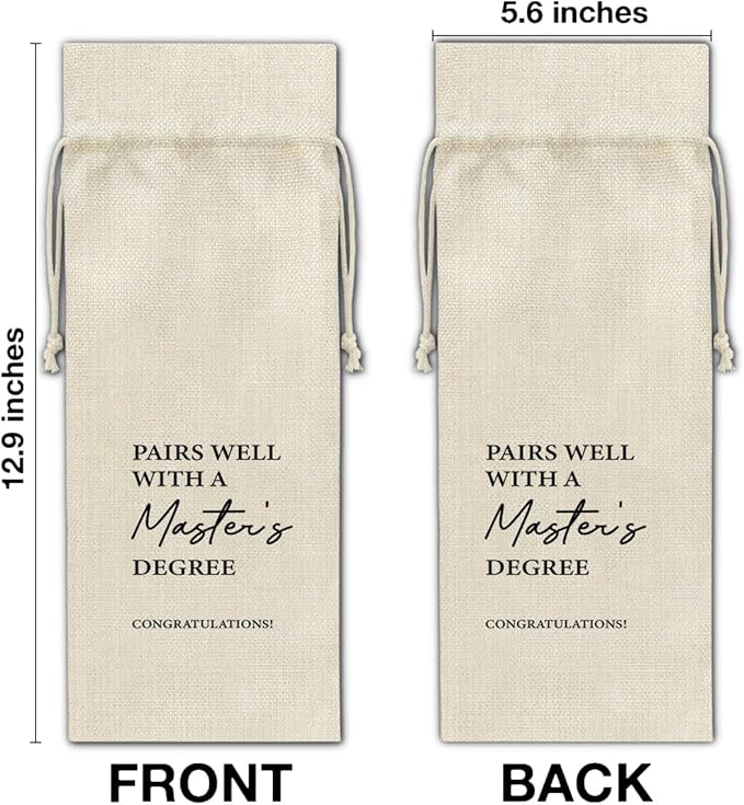 HOIJAUMAI Masters Degree Graduation Gift Masters Graduation Gift Graduation Wine Bag Pairs Well with a Master's Degree Wine Gift Bags for Women Men