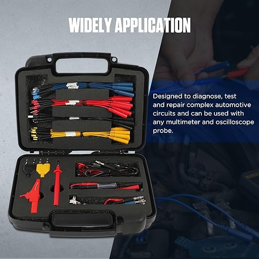 68 PCS Automotive Circuit Test Lead Kit,Multimeter Test Leads Set,Electrical Breakout Leads Automotive Kit with Terminals,Alligator Clip,Acicular Probe,Banana Plug Adapters,Volt Meter Lead