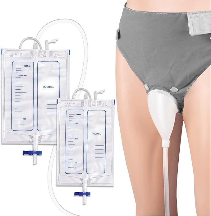Wearable Urine Collector Set with Silicone Capsule and Breathable Fixing Pants with 1000ml and 2000ml Urine Bags with Adju...