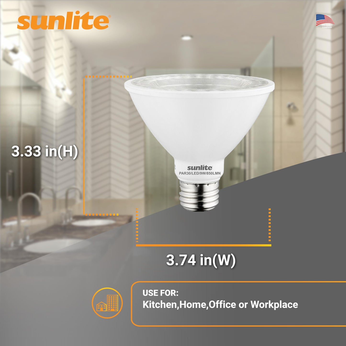 Sunlite LED PAR30 Short Neck Flood Light Bulb, 9W (75W Equivalent), 850 Lumens, Dimmable, 5000K Daylight, 6 Count, ET
