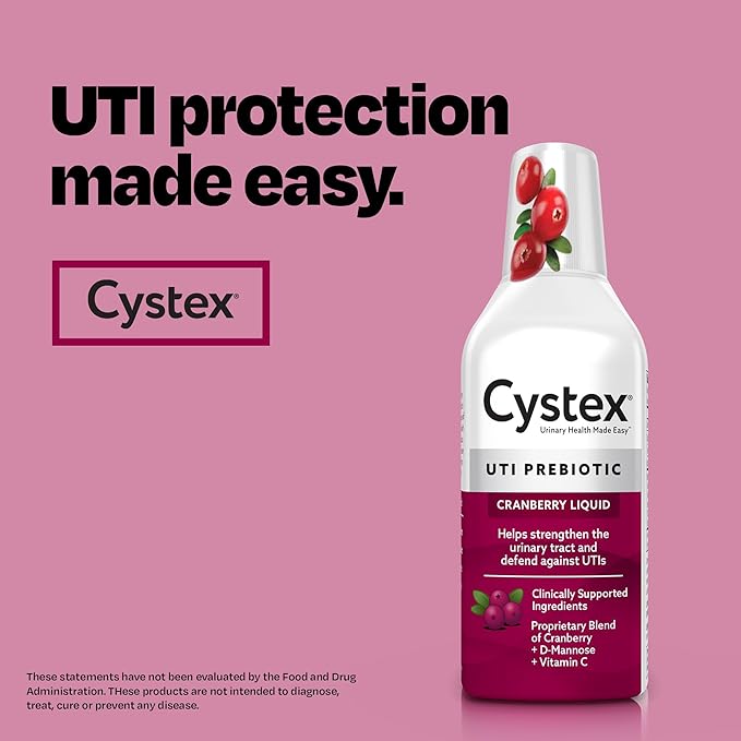 Cystex Urinary Tract Infection Support & Prevention – Cranberry Prebiotic Supplement with D-Mannose & Vitamin C for UTI Protection & Urinary Health Maintenance, (7.6 oz, 2 Pack)