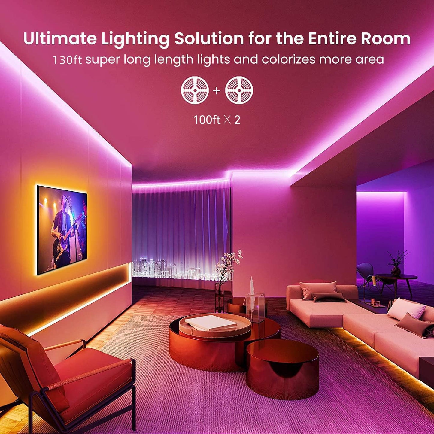 GUPUP 200ft LED Strip Lights WiFi, RGB Color Changing, Music Sync, Compatible with Alexa & Google Assistant, TCF0223120W-WA02-AUS-G1