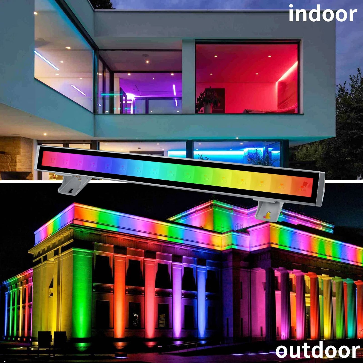 CREATESTAR RGB LED Wall Washer Light, IP66 Waterproof, 48W, Remote Control, Black, Model RGB-1
