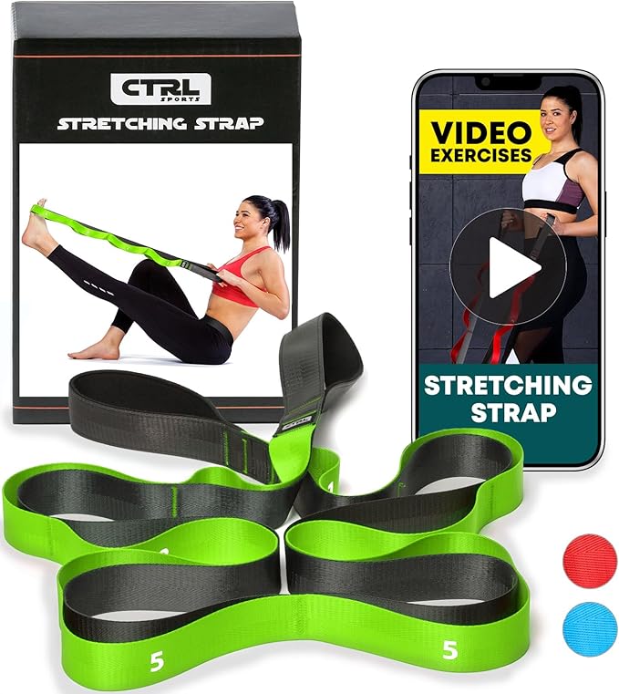 Stretching Strap with Loops - Non Elastic Stretch Band for Physical Therapy, Yoga Strap for Stretching Equipment, Stretch ...