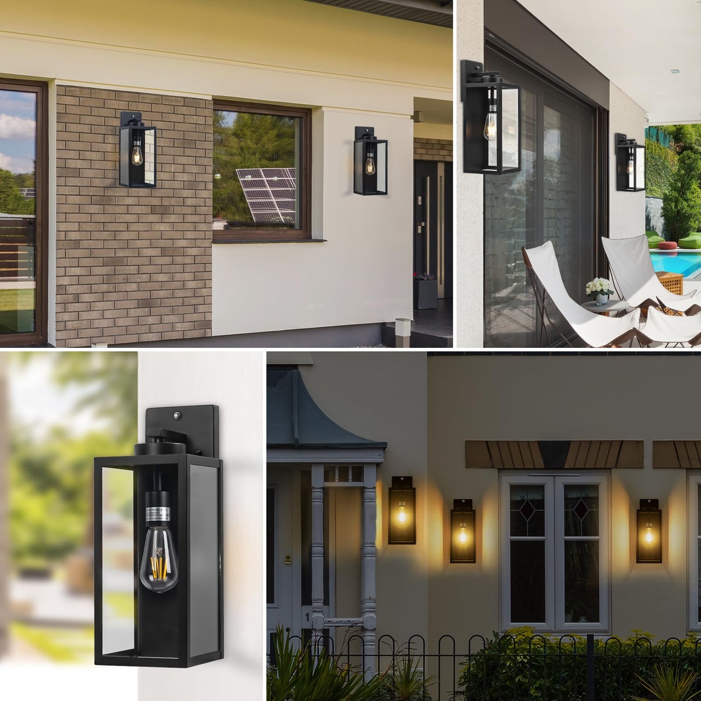 16-Inch Dusk To Dawn Outdoor Wall Light Fixture  Large Black Exterior Wall Lantern Waterproof  Farmhouse Porch Sconce Lighting  Modern Wall-Mounted Outside Lights For House Garage  Patio Lamp  2 Packs