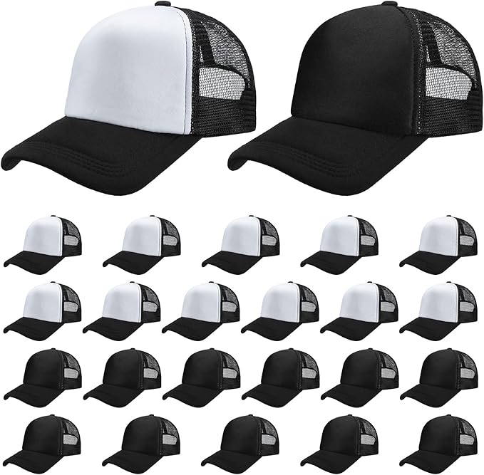Giegxin 24 Pcs Mesh Trucker Hats Bulk Baseball Cap Beach Hat for Men and Women Wholesale Structured Front Panel Back Ball Cap
