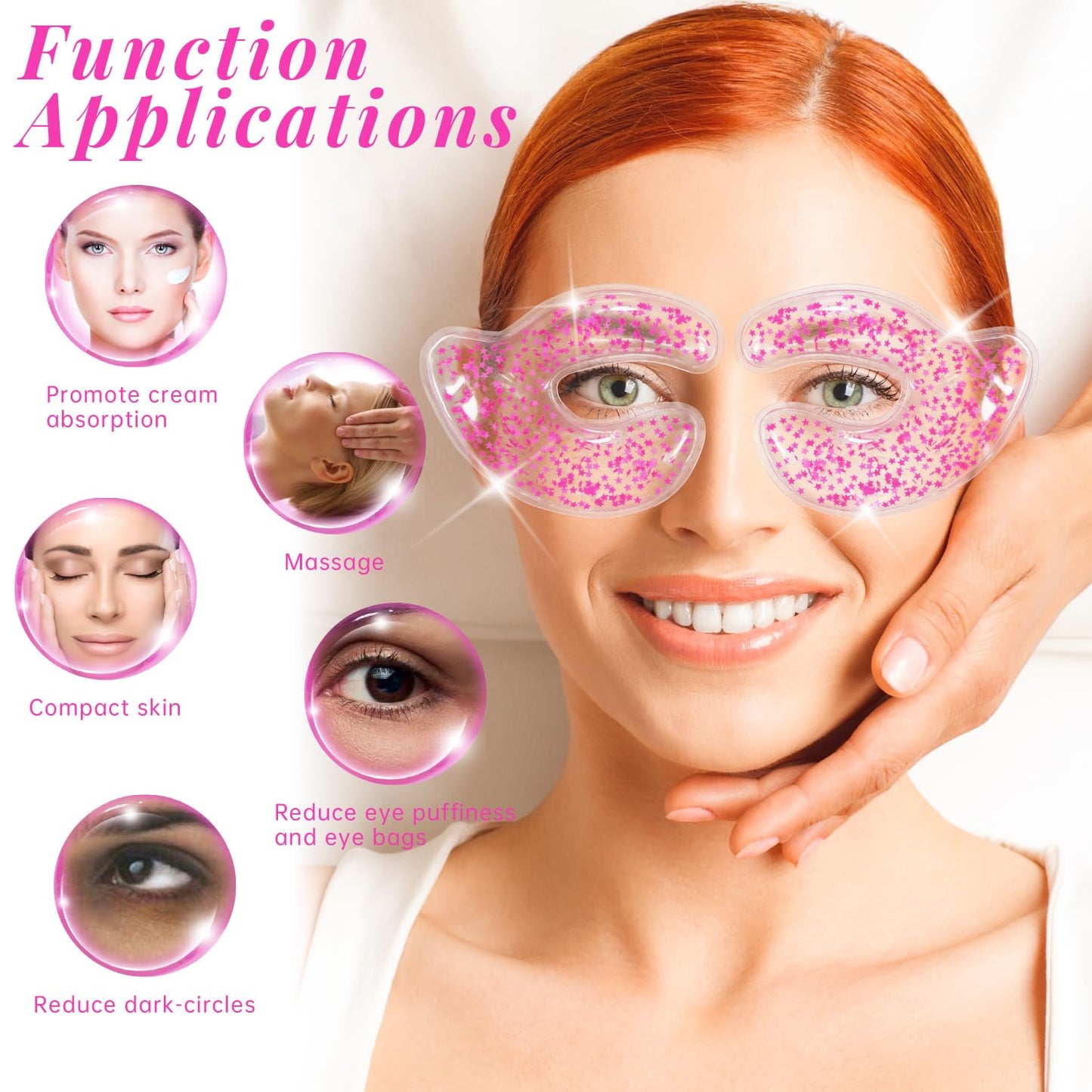 Reusable Eye Patches, Gel Eye Pads Cold Warm Eye Compress and Cooling Under Eye Patches for Reduce Puffiness Circles Wrinkle Redness Cooling Eye Mask Ice Packs Pain Relief Relax