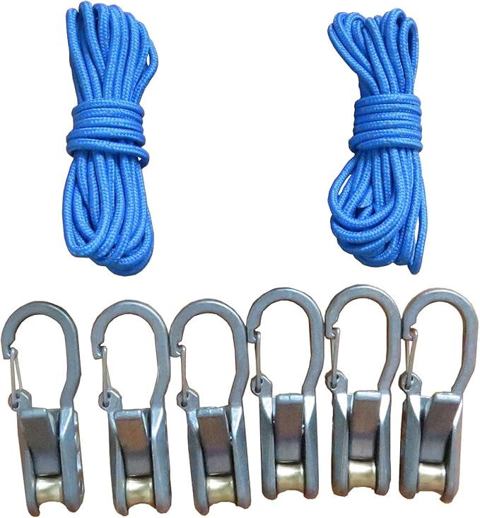Pinenalo Rope with Roller Tensioner for Easy and Secure Tying, 6-Pack Paracord Adjusters, Camping and Boating Tie-Down Too...
