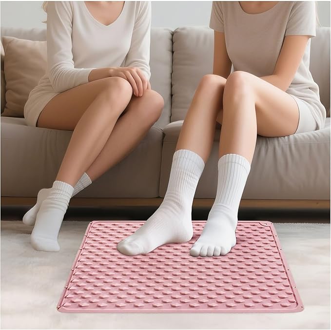 Foot Massage Acupressure Mat, Portable Silicone Reflexology Pad, Moderate Hardness Pressure Point Mat, Anti-Fatigue Mat, C...