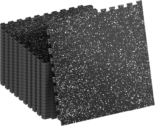 0.8in Thick 72 Sq Ft Gym Flooring for Home Gym, 18 Tiles Workout Exercise Equipment Mats, Rubber Top with EVA Foam, Interl...