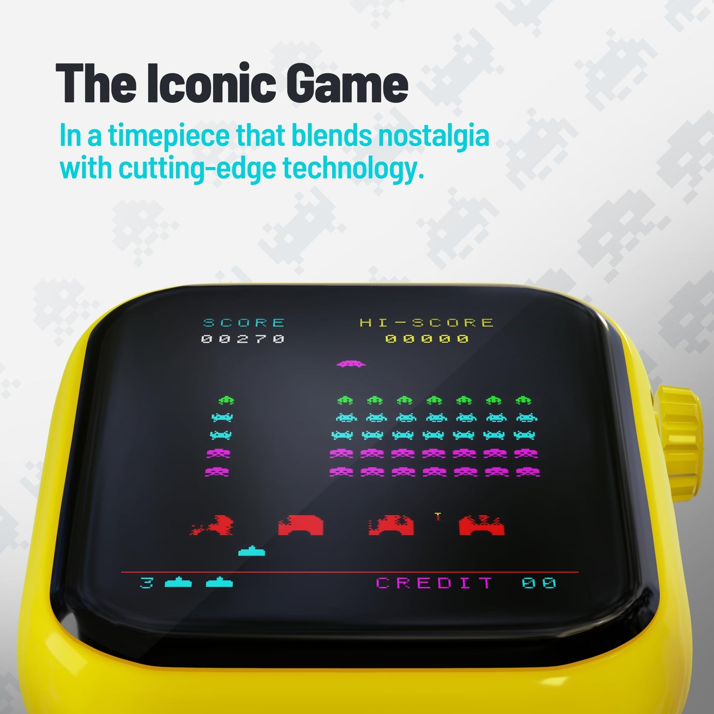 My Play Watch Space Invaders Retro Gaming Smartwatch, Selective Tech, Red Bezel, Non-Connected, Built-In Space Invaders Game, Cu