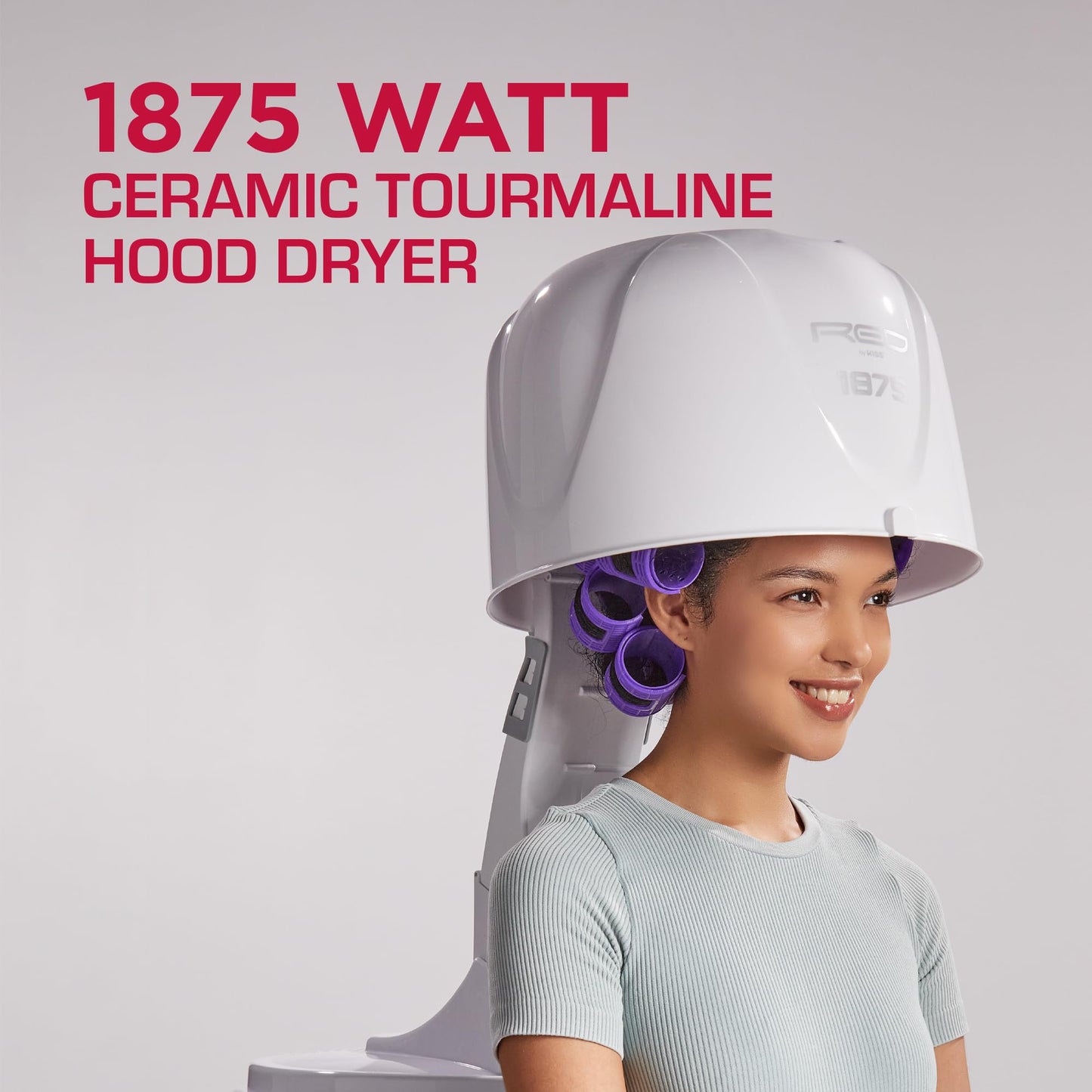 RED by KISS 1875 Watt Ceramic Tourmaline Hood Dryer, 4 Heat Settings Blow Dryer for Home & Salon, Height Adjustable Convenient H