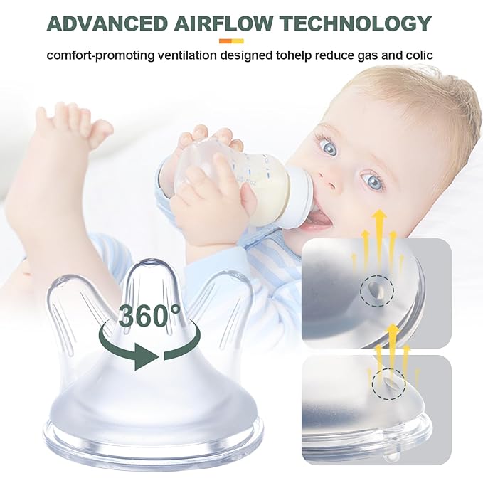 Bottle Nipples Compatible with Spectra with Baby Safe Soft Silicone,Slow Flow Nipples for Bottles Compatible with Spectra,Level 1,Size S,0-3Month,2PCS