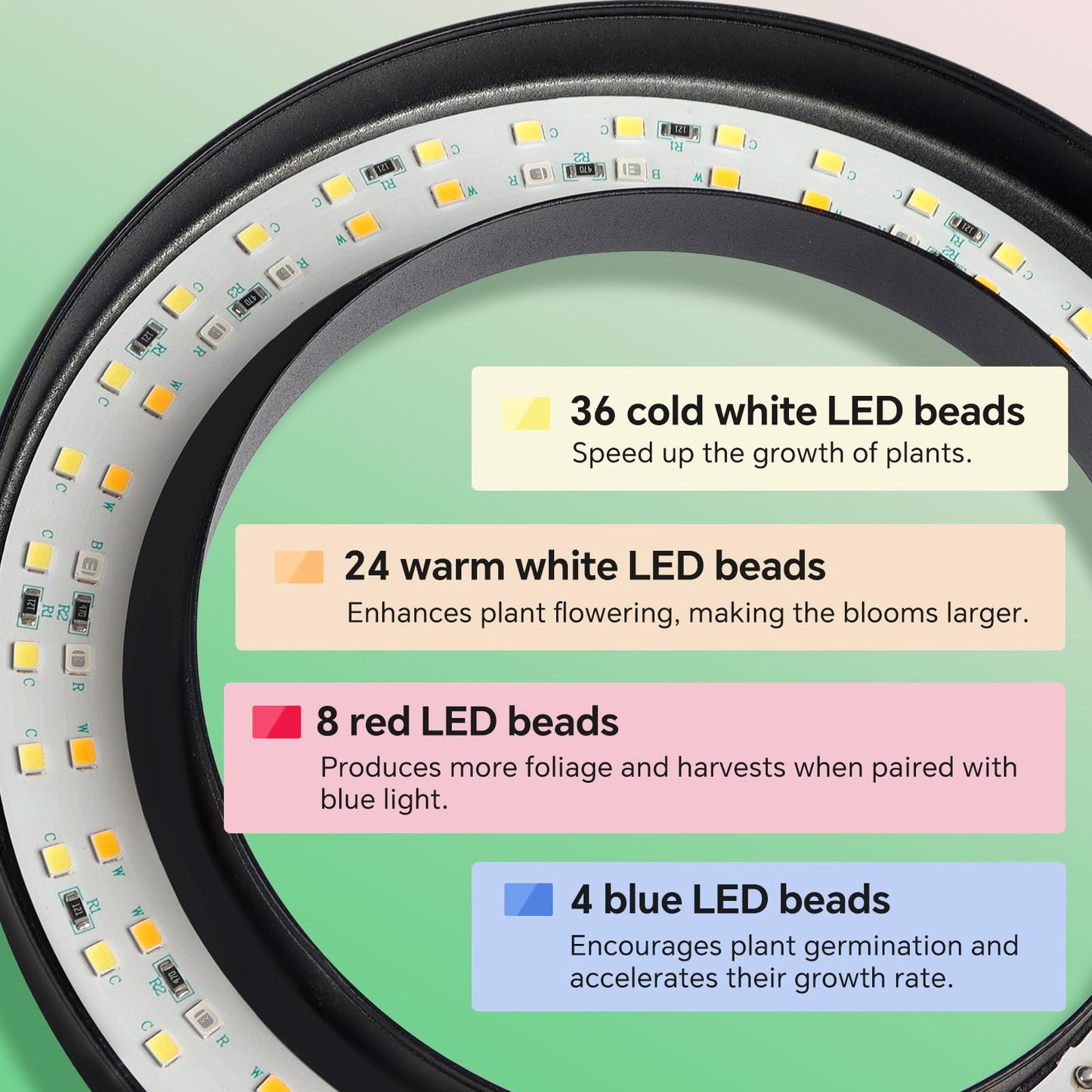 Gtruiidy Desktop Grow Light  Height Adjustable Grow Lights For Indoor Plants Full Spectrum  3 Lighting Mode  Halo Grow Light With Timer  Plant Lights For Indoor Growing (Black)