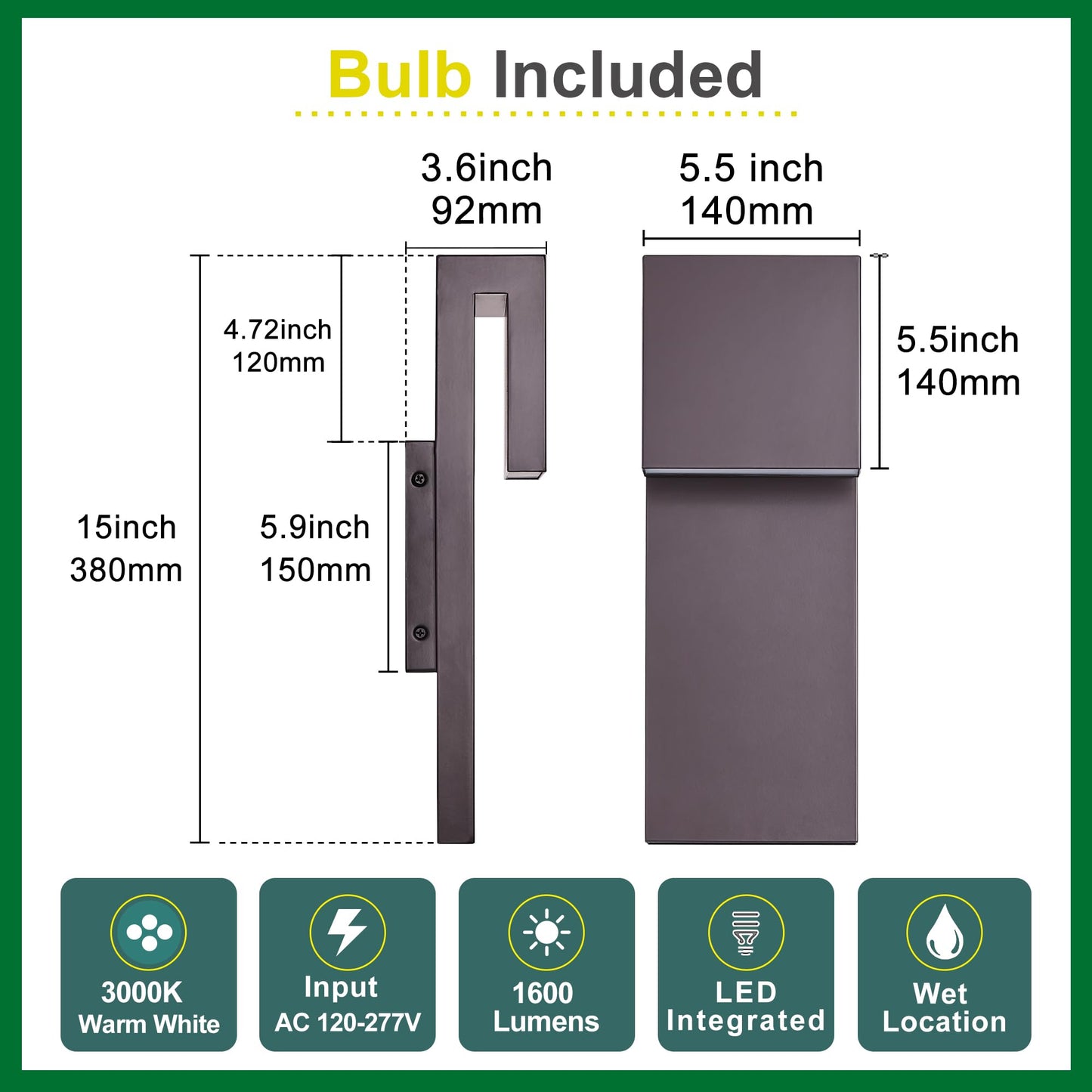 Tarentlight Outdoor Wall Lights Modern Exterior Lighting Fixtures  3000K Integrated Led  Wall Sconce Lighting 2 Packs  Bronze Outside Wall Mount Lights For House Front Door Porch Garage Patio