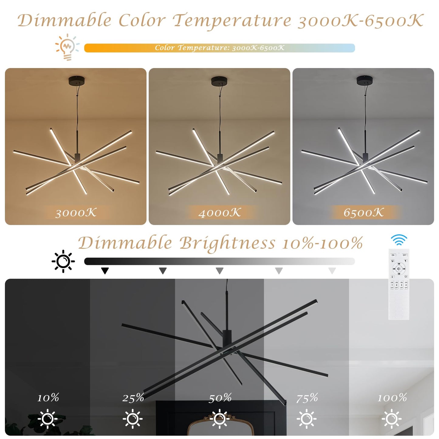 Airyphant Modern 47-Inch Big Chandelier For High Ceiling  Large Foyer Chandelier For Living Room Foyer Dining Room Ceiling Lighting Fixture For Staircase 85W