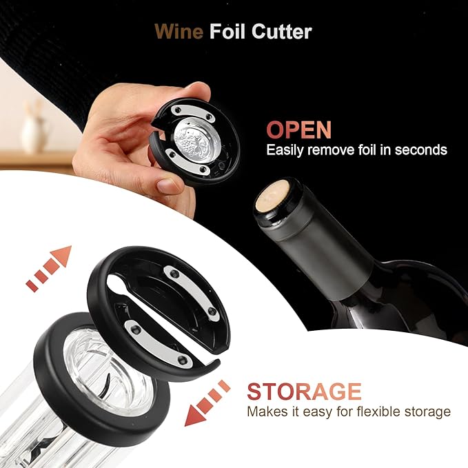 Electric Wine Opener & Automatic Wine Bottle Opener Rechargeable - 4-in-1 with Electric Wine Aerator & Dispenser, Foil Cutter and Vacuum Stopper, Wine Gift Set for Women, Men