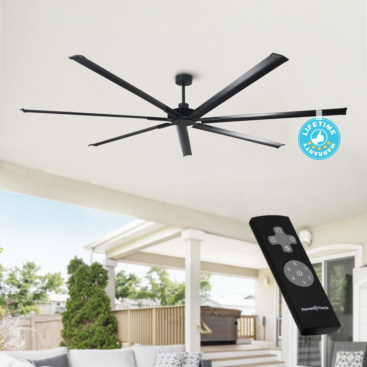 100 Inch Ceiling Fans Without Lights, Black Industrial Large Ceiling Fan No Light For Living Room Shop Garage Bedroom Indoor Out