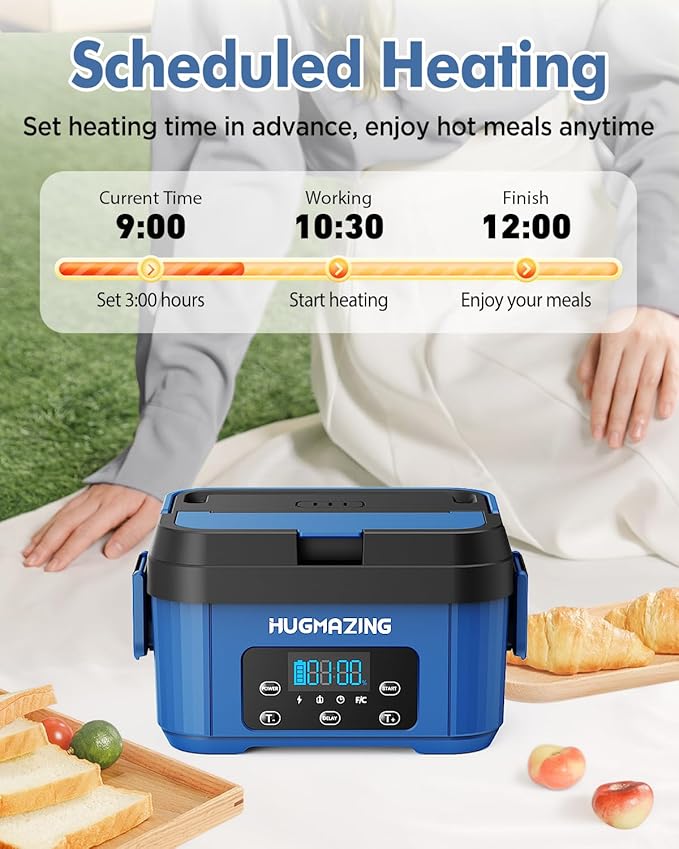 Cordless Electric Lunch Box for Adults, Men & Women – Rechargeable Self-Heating Food Warmer with 1.2L SS Container, Battery-Powered Heated Lunch Box, Perfect for Work and Travel Use