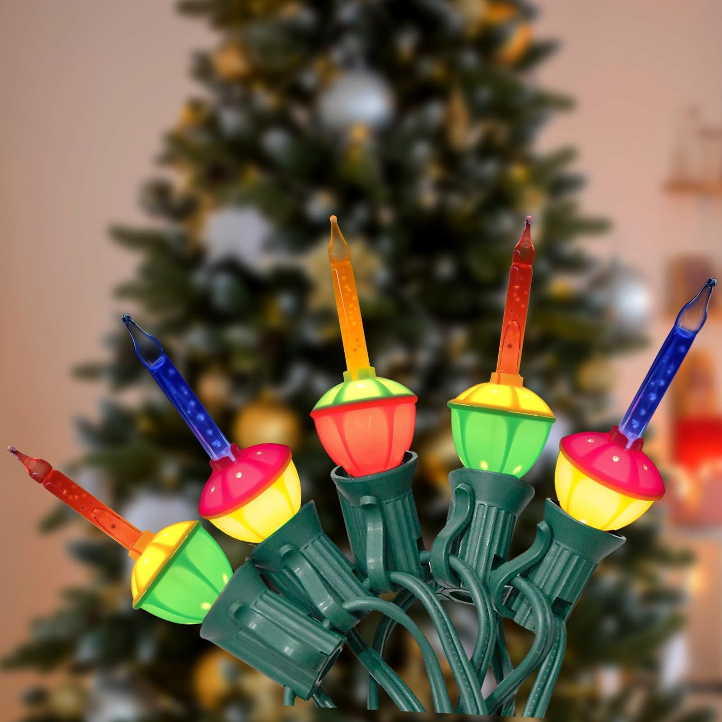 Romasaty Christmas Replacement Bubble Lights  4 Pack Multi-Color Light Bulbs - C7/E12 Candelabra Base Christmas Tree Holiday Decoration Lights
