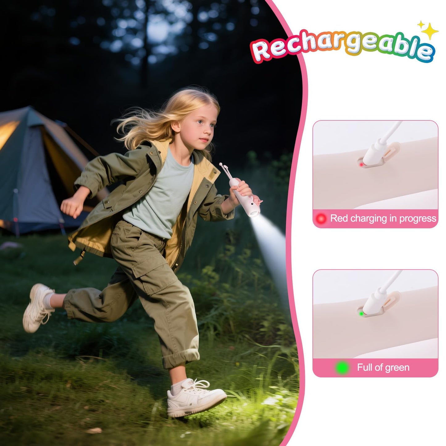 Tremdwoto Toddler Flashlight  Cute Unicorn Kids Flashlight For Girls & Boys  Rechargeable Led Flashlight For Camping & Outdoor Adventures  Ideal Christmas Gift For Children