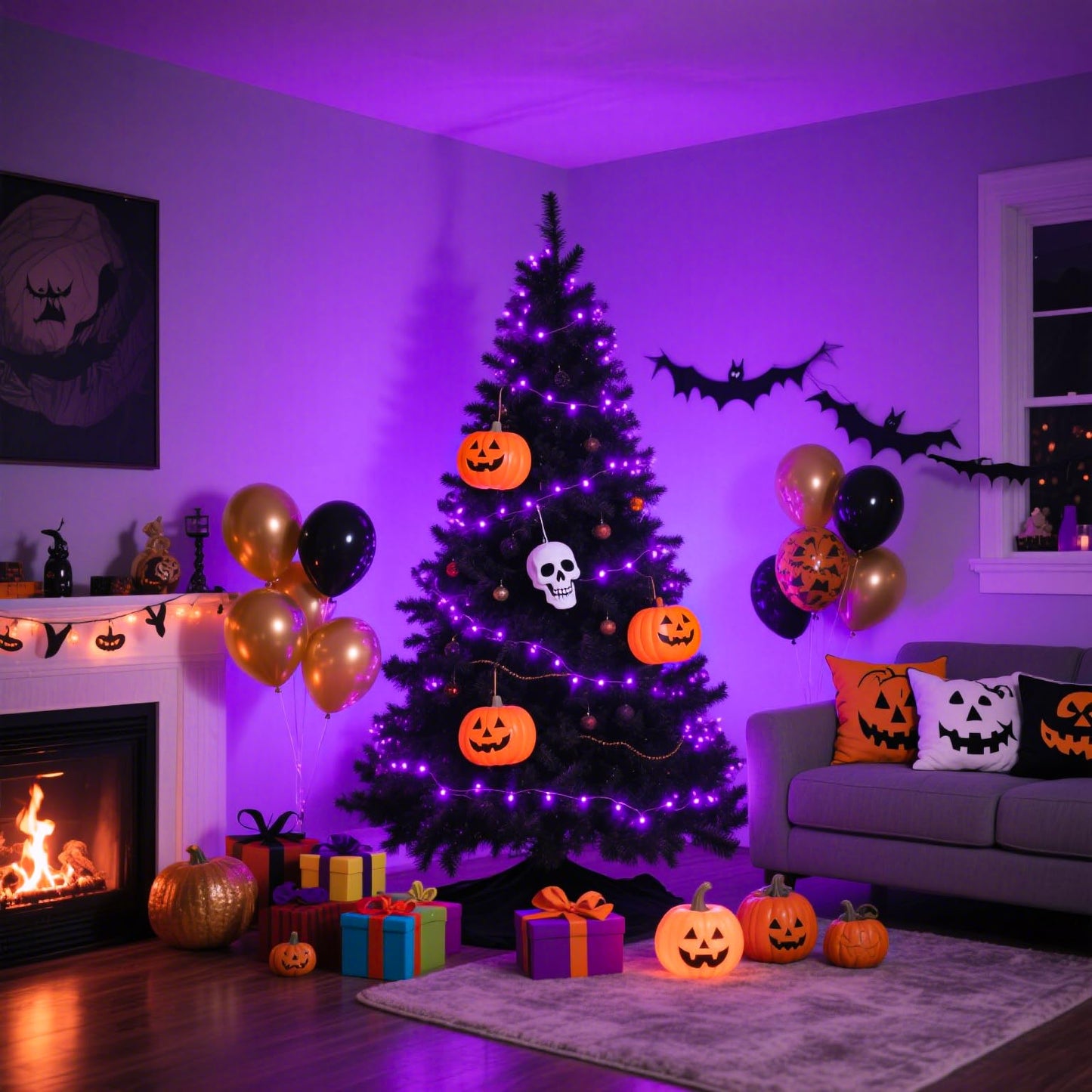 Einiiya 600 Led Purple Christmas Lights Indoor Outdoor  197Ft Christmas String Lights Waterproof 8 Modes Plug In Purple String Lights For Christmas Tree Bedroom Party Home Thanksgiving Decorations