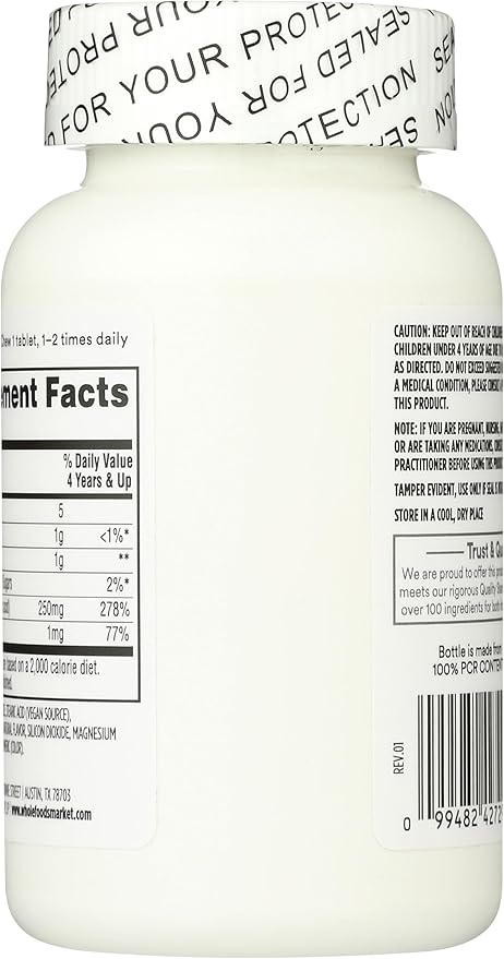 365 by Whole Foods Market, Kid' Chewable Vitamin C, Natural Orange Flavor, Vegan, 90 Count