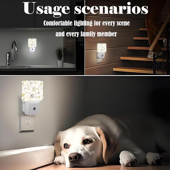 Dog Paw Night Light,Plug-in Nightlights Auto Sensor Night Lamp Dusk to Dawn Lamp Home Decor for Nursery Children Girls Boys