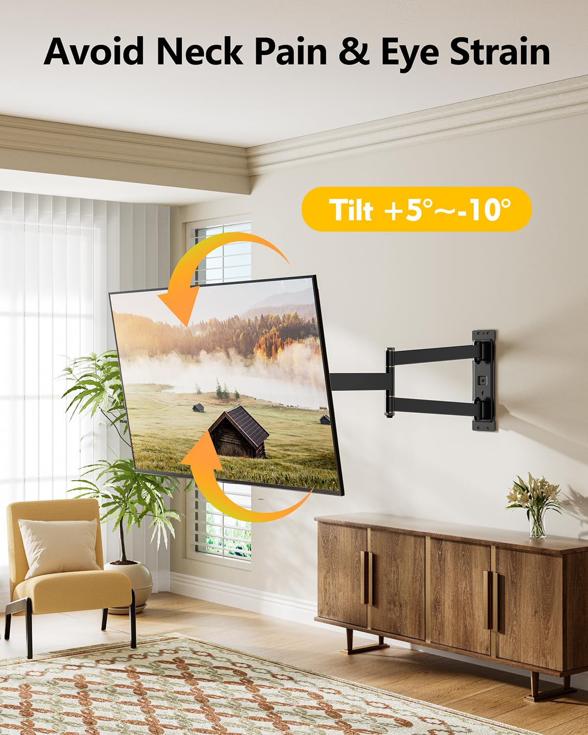 FORGING MOUNT Corner TV Mount Long Arm TV Wall Mount Bracket for 27-70" Screen-Full Motion Wall Mount with 33” Extension Swivel Articulating Arm & Tilt,Single Stud Design VESA 400x400mm, Holds 100 lbs