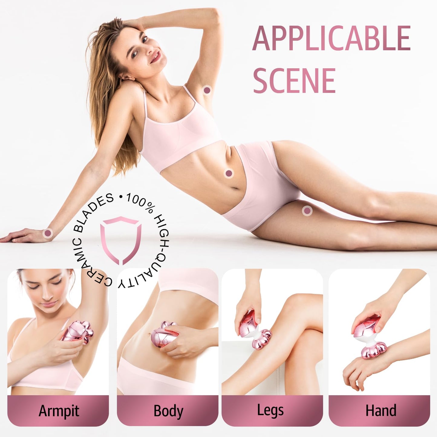 SHPAVVER Electric Razors for Women Legs: Rechargeable Body Shaver - Waterproof Wet Dry Hair Remover - Trimmer for Lady Face Unde