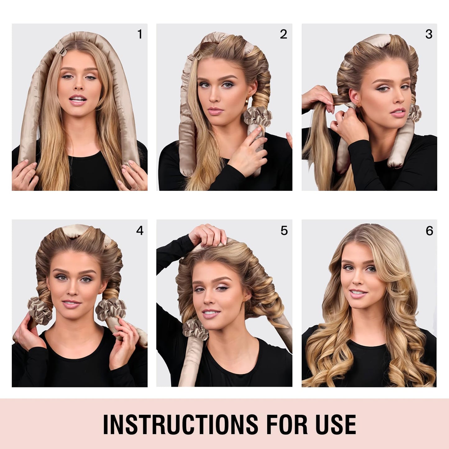 BLINKEEN Jumbo Heatless Hair Curler Set-Satin Heatless Curls Overnight, Jumbo Curling Rod Headband, No Heat Curlers to Sleep in