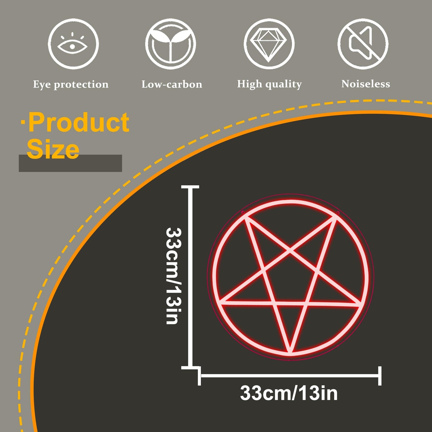 Allball Satanic Pentagram Neon Sign  Dimmable Led Gothic Pentagram Neon Light  Usb Powered For Home Bedroom Dorm College Party Christmas Gifts(13 * 13In)