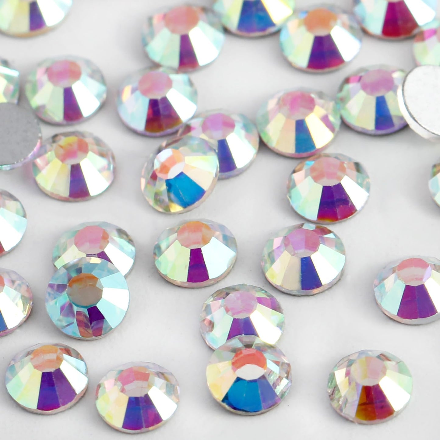 Eleegem 3000PCS SS8 Flatback Rhinestones | 12-Facet Diamond-Cut Glass Gems for Nail Art, Clothing, DIY Crafts |Glue-On Decoratio