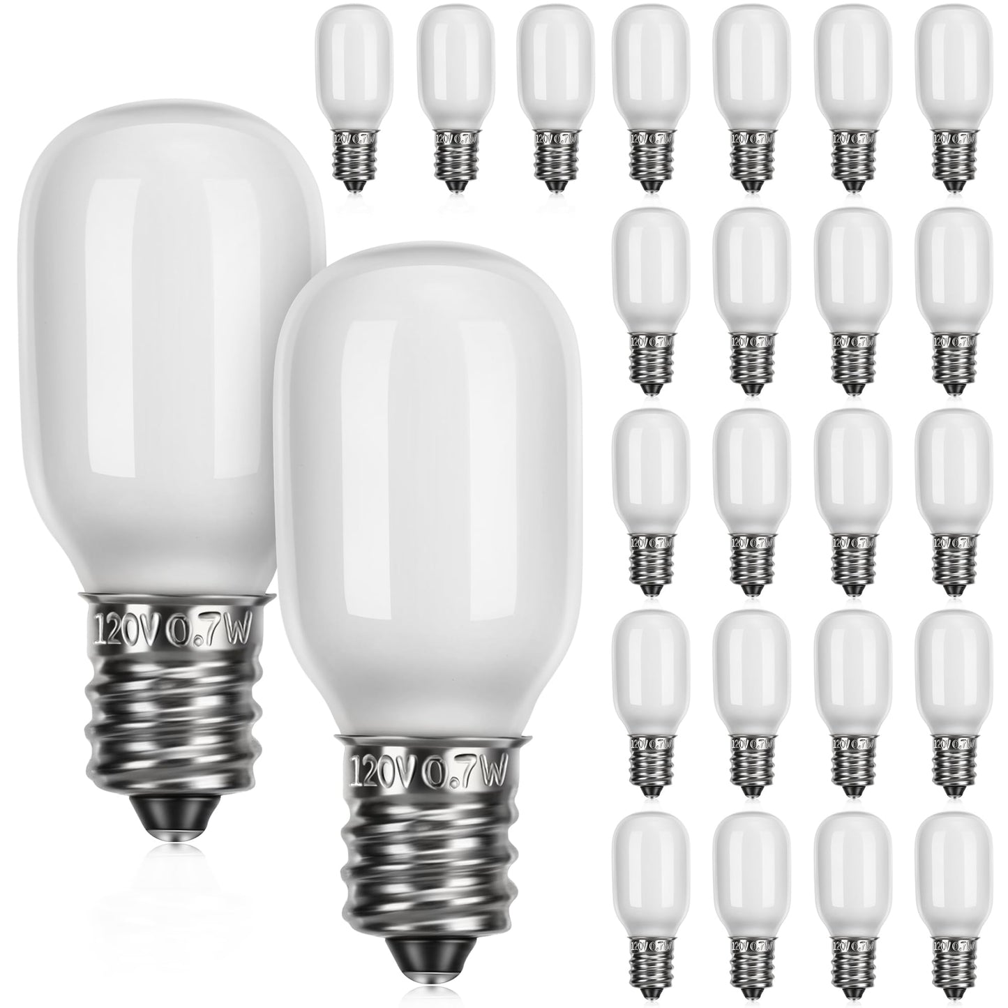 Meonum Christmas Village Replacement Light Bulbs  E12 Candelabra Base T20 Led Bulbs  0.7W 120V Replacement Light Accessories For Villages Houses  Christmas Tree  Halloween Pumpkin(25 Pieces)