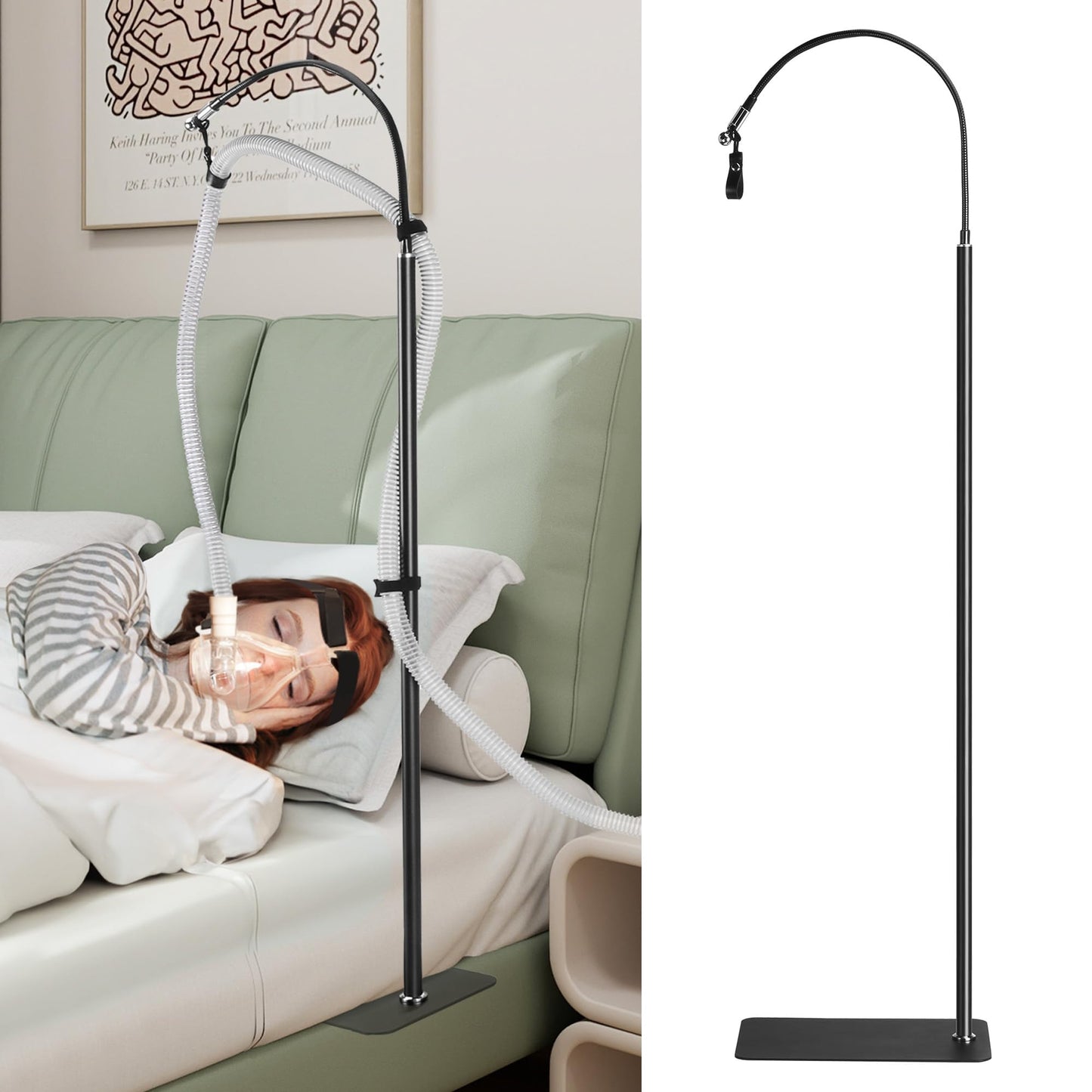 NIdreamCE C/APAP Hose Holder for Bed, Adjustable C-Pap Tubing Stand APAP Hose Hanger Avoid Tangling and Prevent Tube Leakage-BiPAP, C-Pap Mask, Sleep Apnea Hose Lift
