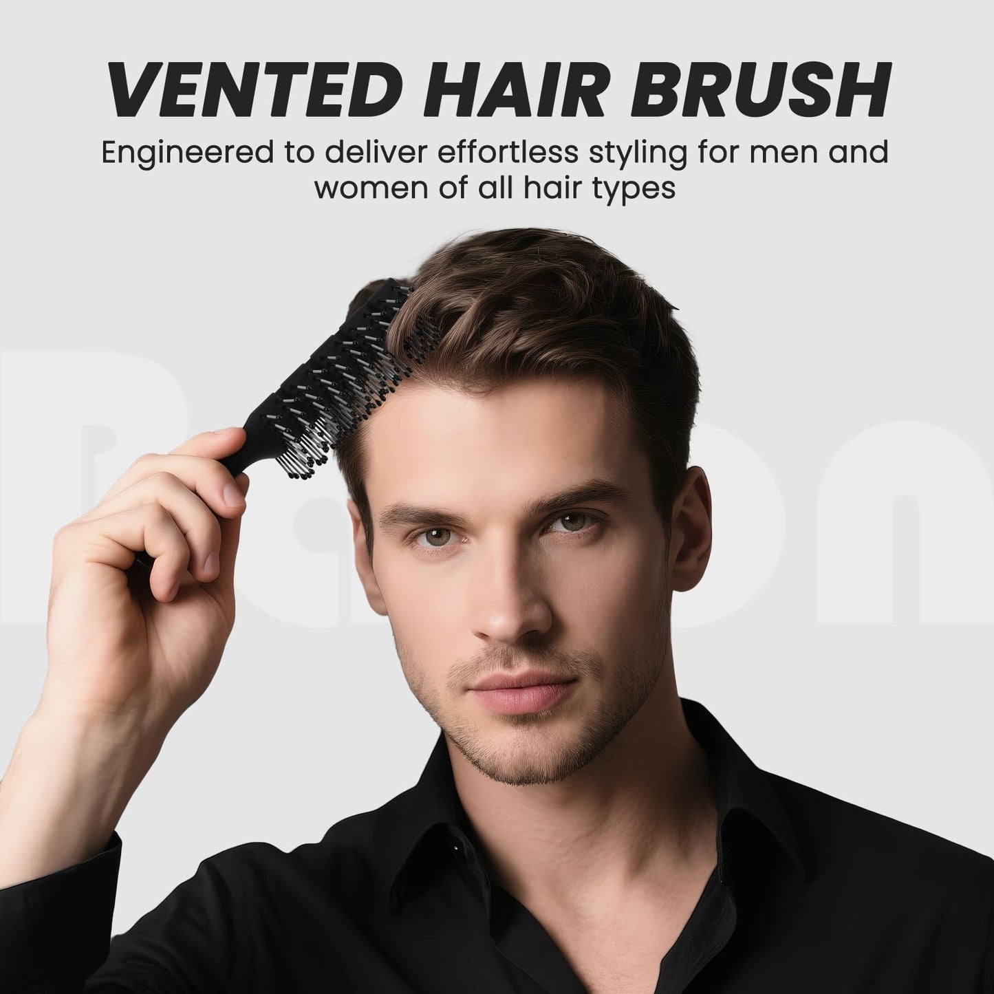 Balon Hair Brush for Women & Men, Speed Dry Vent Hair Brushes, Pain-Free Detangling Brush for All Wet or Dry, Curly Hair Brush(Black)