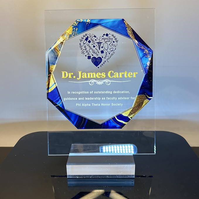 Custom Engraved Acrylic Employee Recognition Award – Personalized Appreciation Trophy for Corporate Excellence – Desk Display Plaque with Free Customization (Style #2)