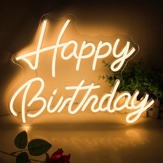 Happy Birthday Neon Sign, Happy Birthday Sign, Happy Birthday Light Up Sign, Happy Birthday Led Sign for Backdrop Birthday...