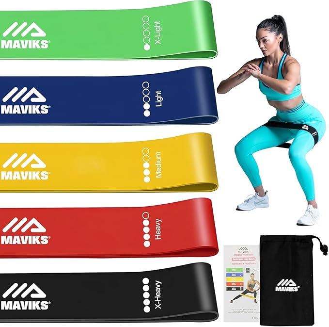 MAVIKS Exercise Resistance Bands for Working Out Set of 5 for Women and Men, Stretch Bands for Exercise, Physical Therapy,...