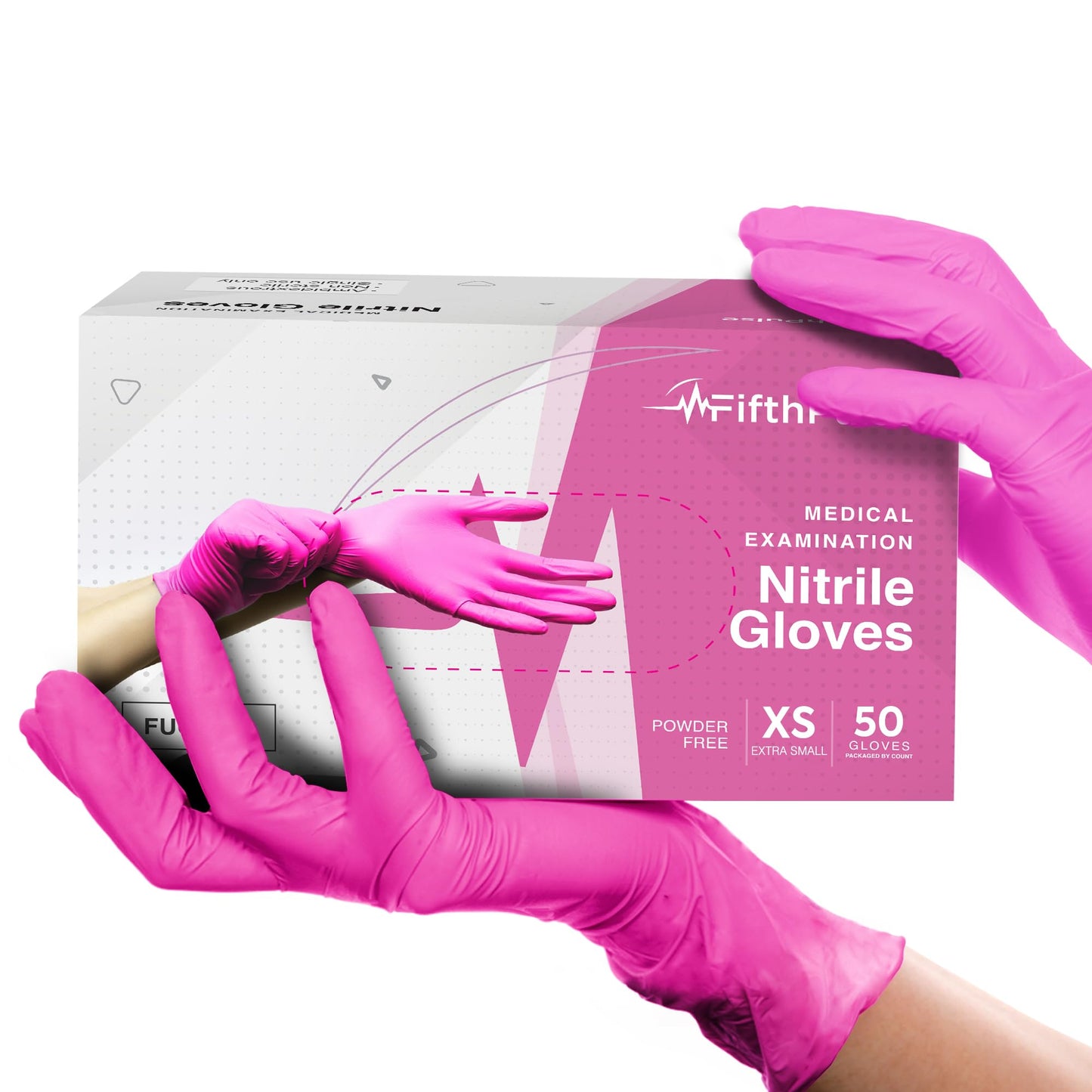 Fuchsia Hot Pink Nitrile Disposable Gloves - 50 Count - 3 Mil Nitrile Gloves Large - Powder and Latex Free Rubber Gloves - Surgical Medical Exam Gloves - Food Safe Cooking Gloves