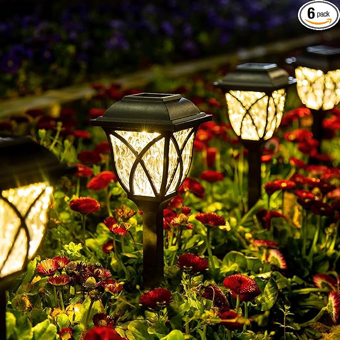 GIGALUMI Solar Lights Outdoor Waterproof, 6 Pack LED Solar Garden Lights, Outdoor Decorations, Garden Decor for Yard, Pati...