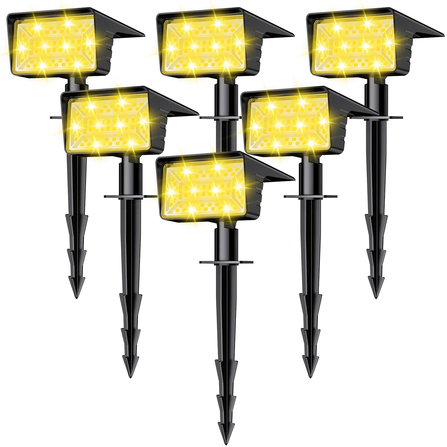 Lamkeep Solar Spot Lights Outdoor With 60 Led & Auto On/Off  6 Pack Solar Lights Outdoor Waterproof Ip68 With 3 Lighting Modes  2-In-1 Solars Landscape Light For Outside  Garden  Yard(Warm White)