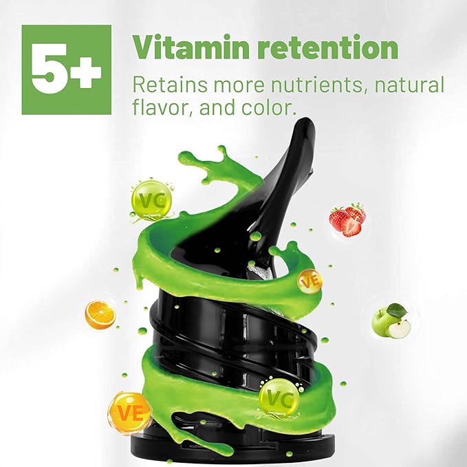 Fretta Cold Press Juicer,Juicer Machines Vegetable and Fruits,Masticating Juicer with 5.3'' Large Feed Chute fit Whole Fruits,BPA-Free, Reverse Function,250W